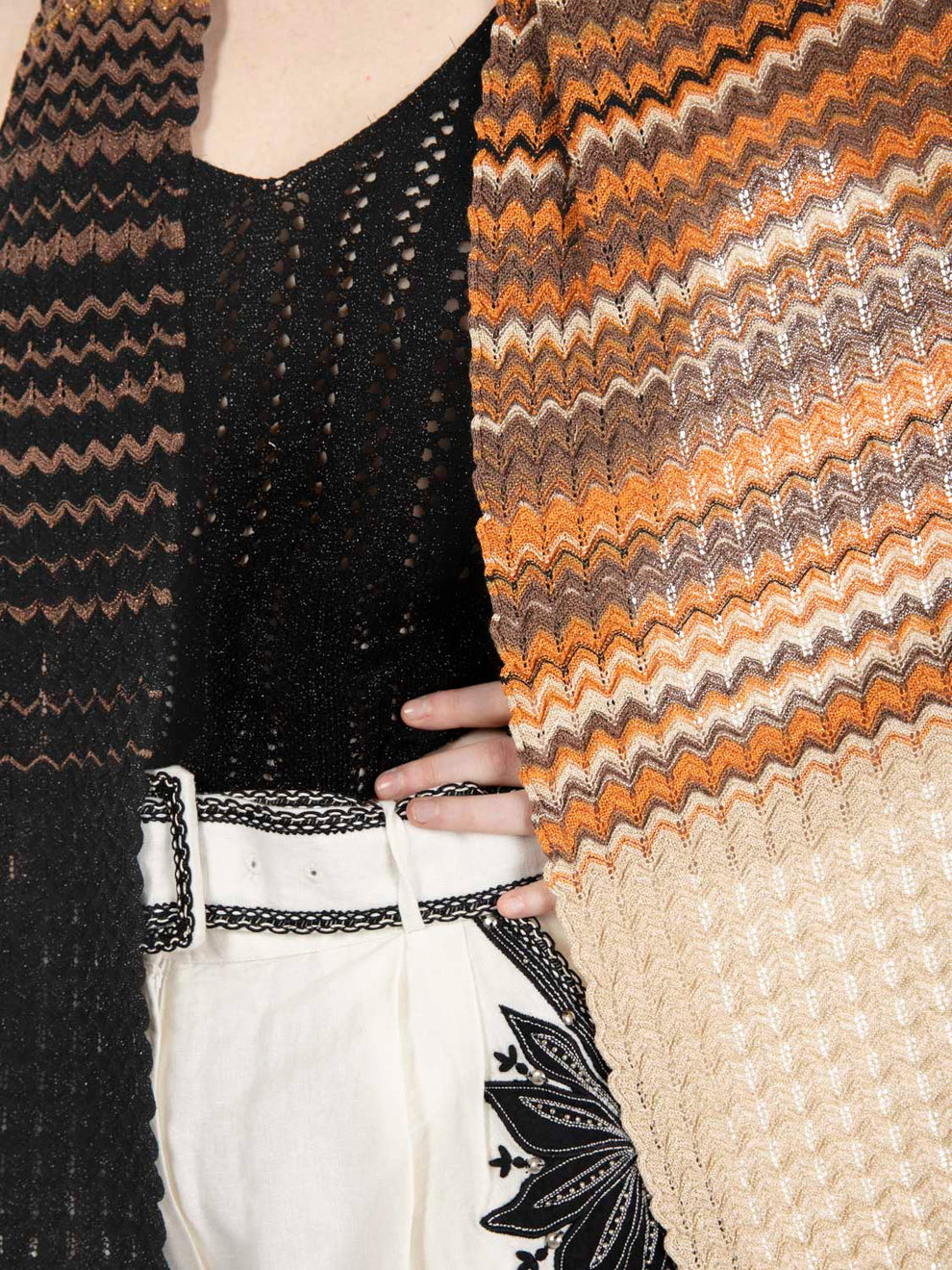Foulard in maglia degradé marrone / multicolor