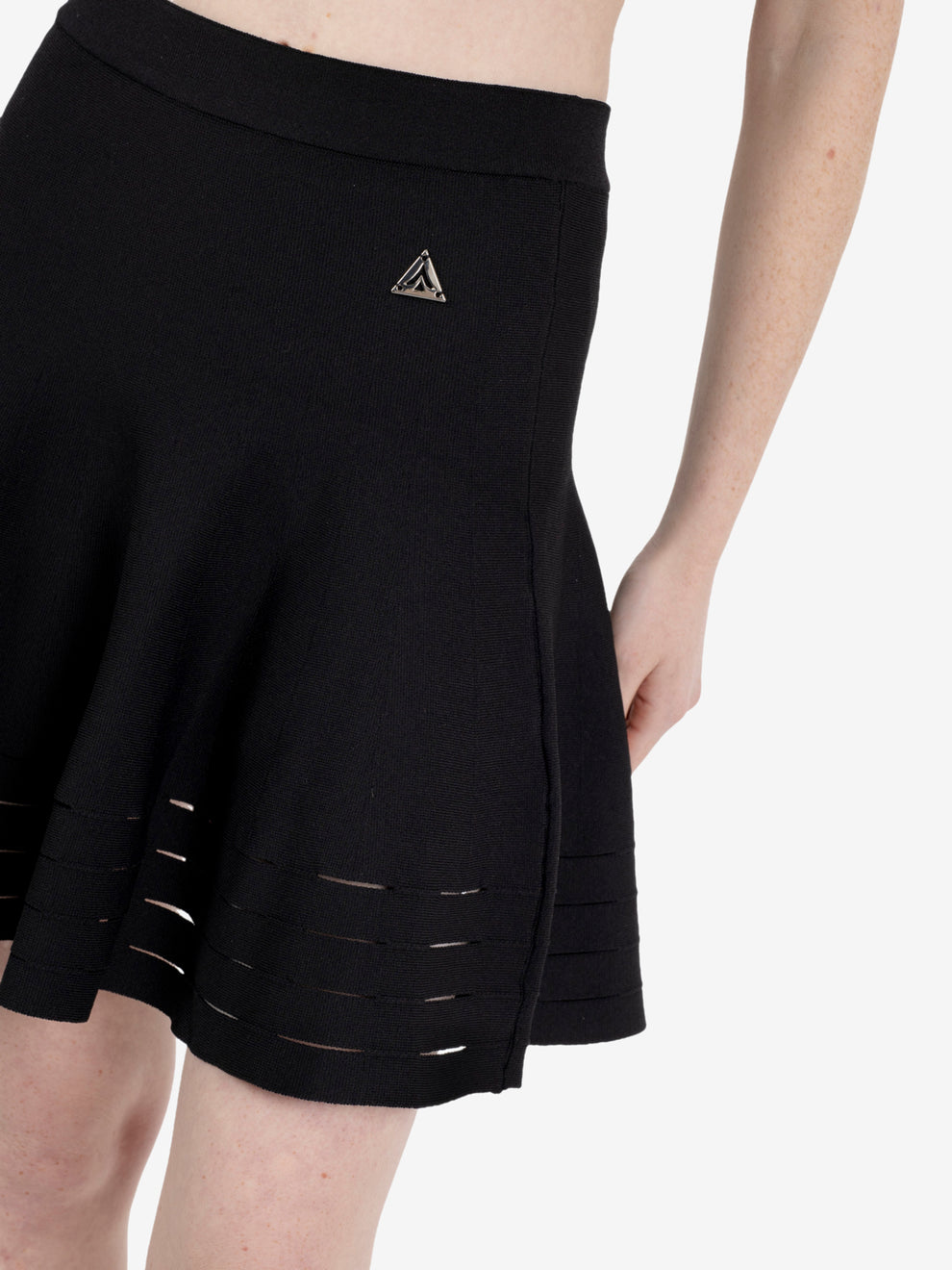 Black cut-out mini skirt
