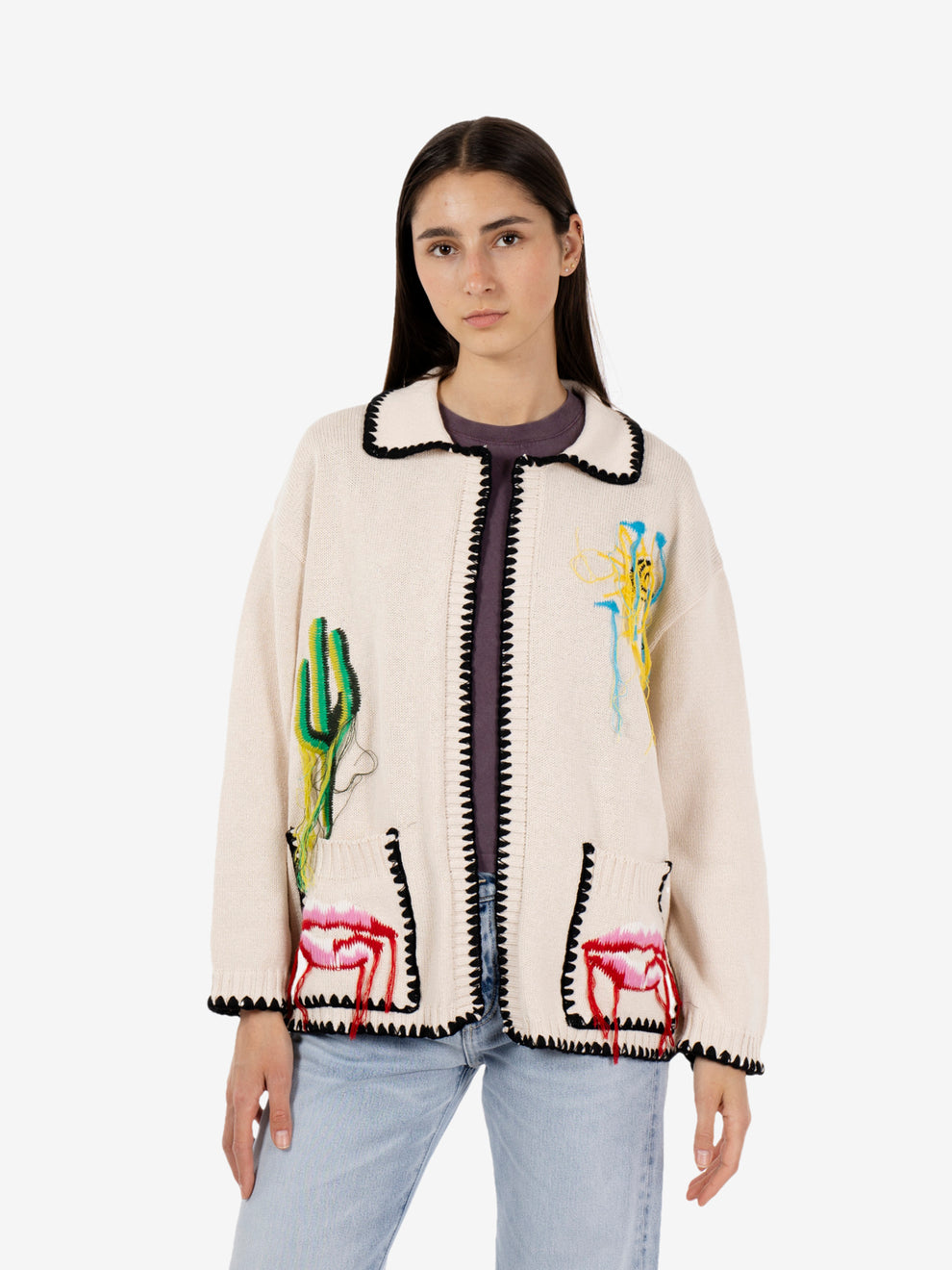 Jacket jacquard and embroidery panna