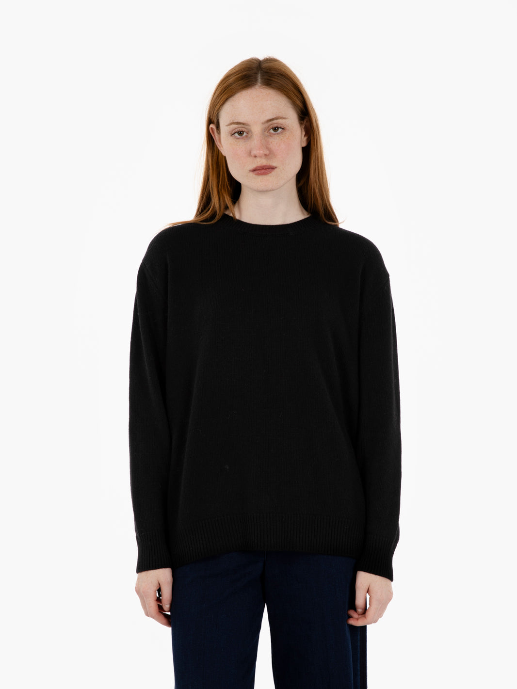 Maglia girocollo con frange nero