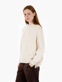 Maglia girocollo con frange snow