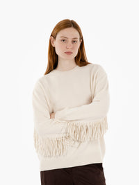 Maglia girocollo con frange snow