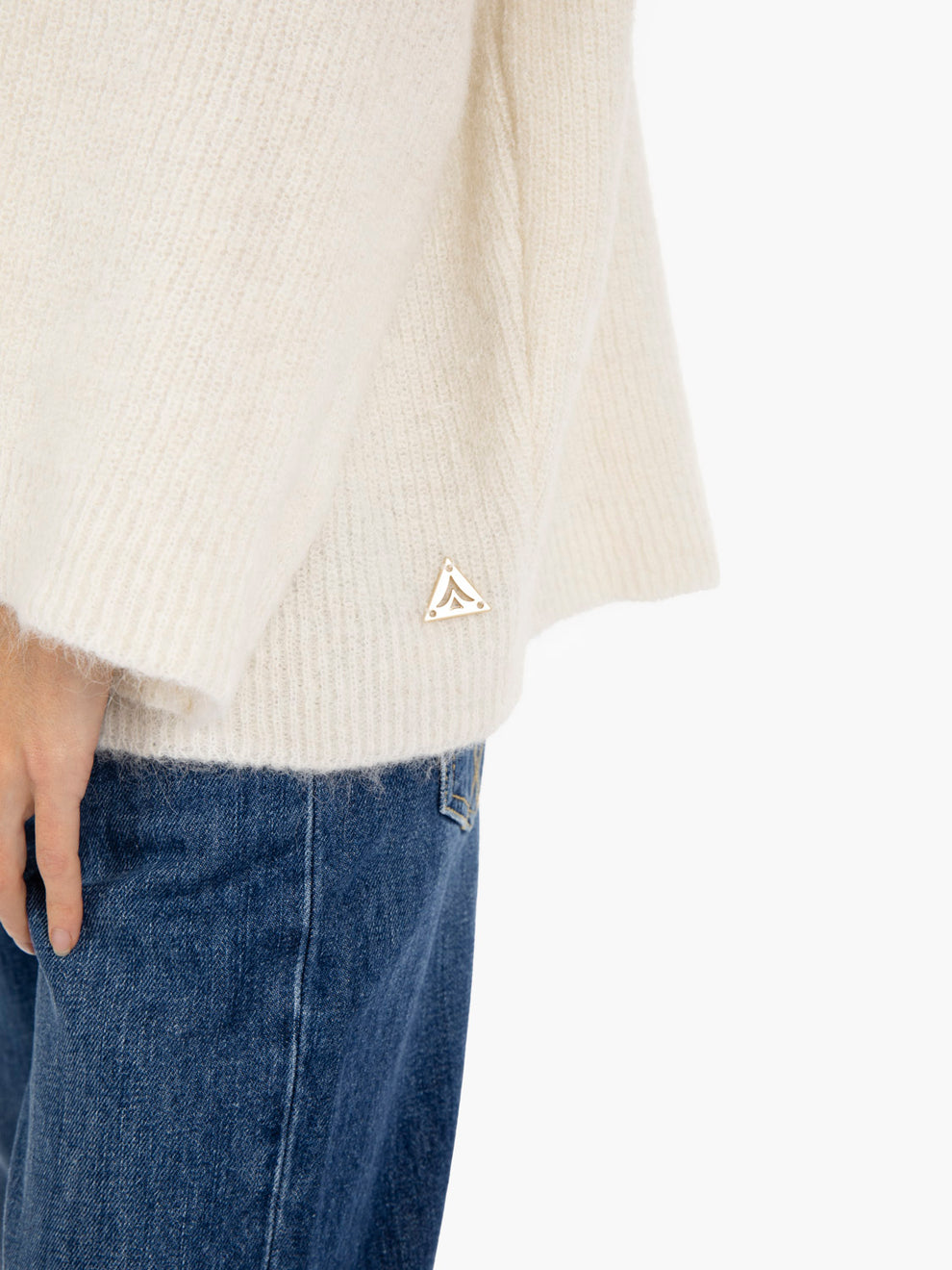 Maglione con cappuccio ecrù