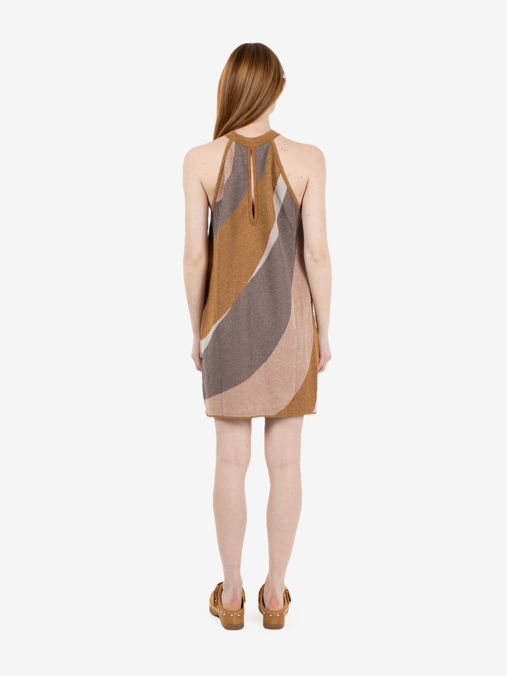 Mini dress jacwuard waves grigio / oro