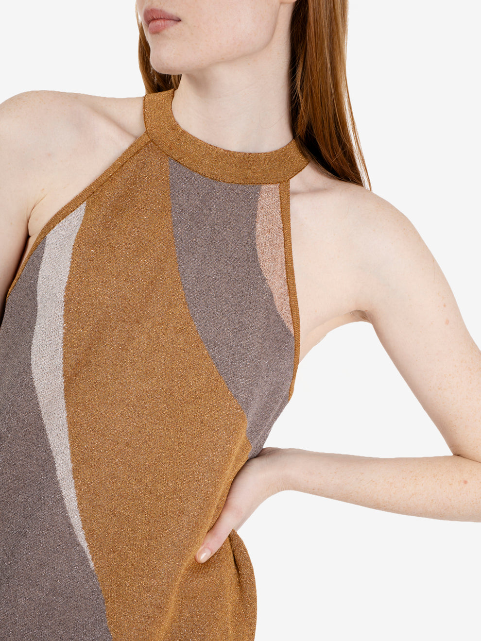 Mini dress jacwuard waves grigio / oro