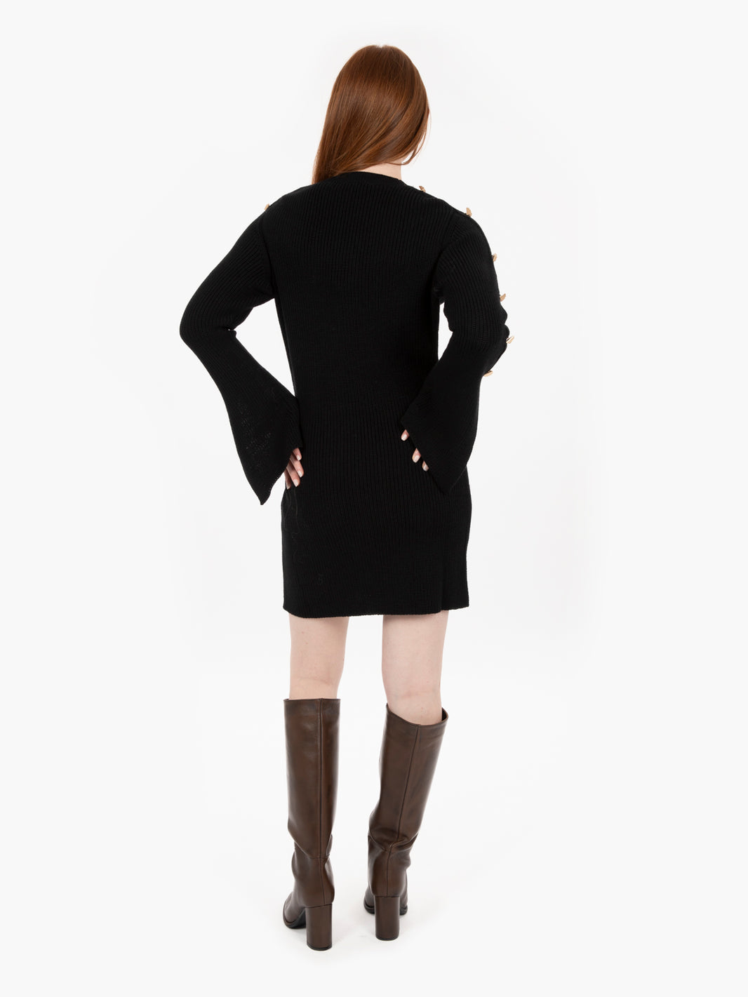 Minidress con spacchi sulle maniche nero