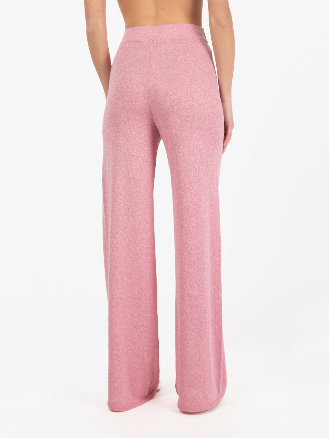 Pantalone in maglia lurex rosa