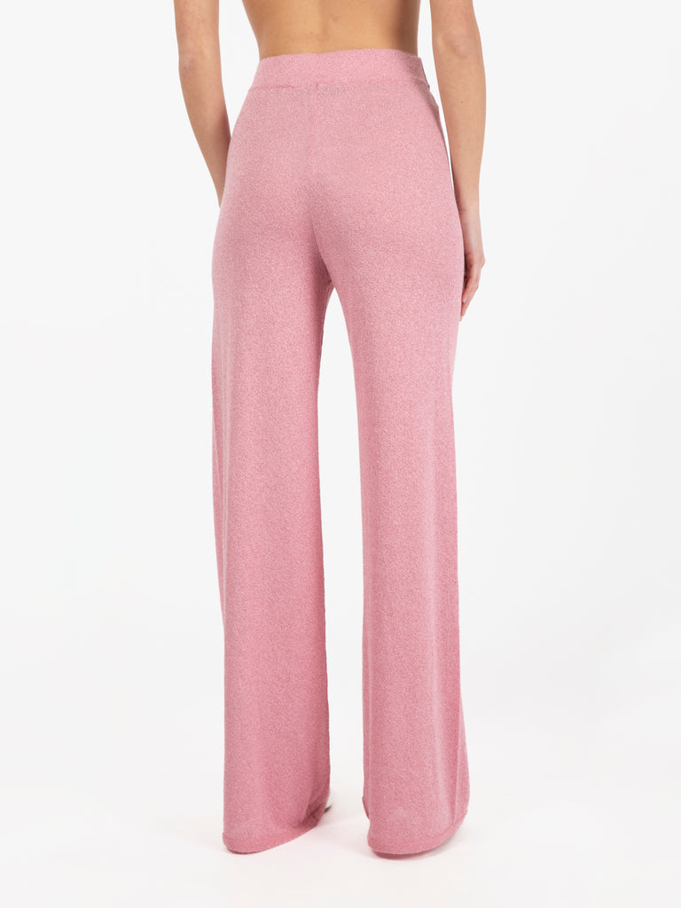 AKEP - Pantalone in maglia lurex rosa