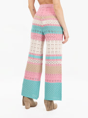 AKEP - Pantalone in maglia punto pizzo multicolor