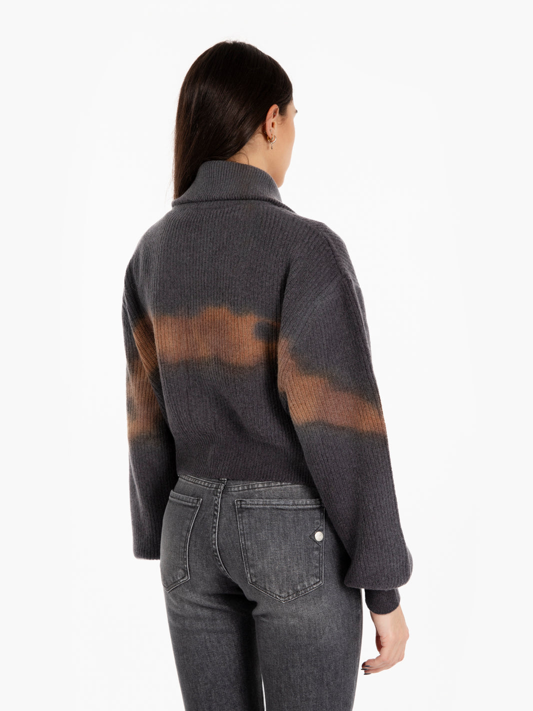 Pullover pull zip effetto tie & die grigio