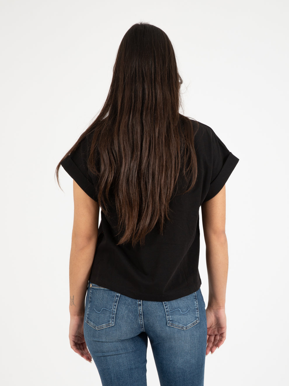 T-shirt ricamo tigre nera