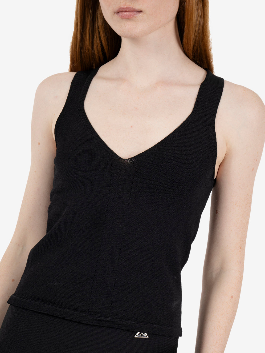 Top in maglia con scollo a V nero