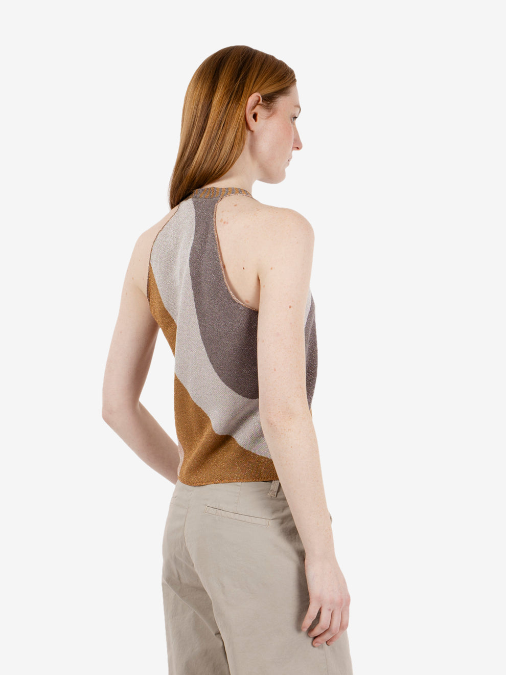 Jacquard wave top grey / gold