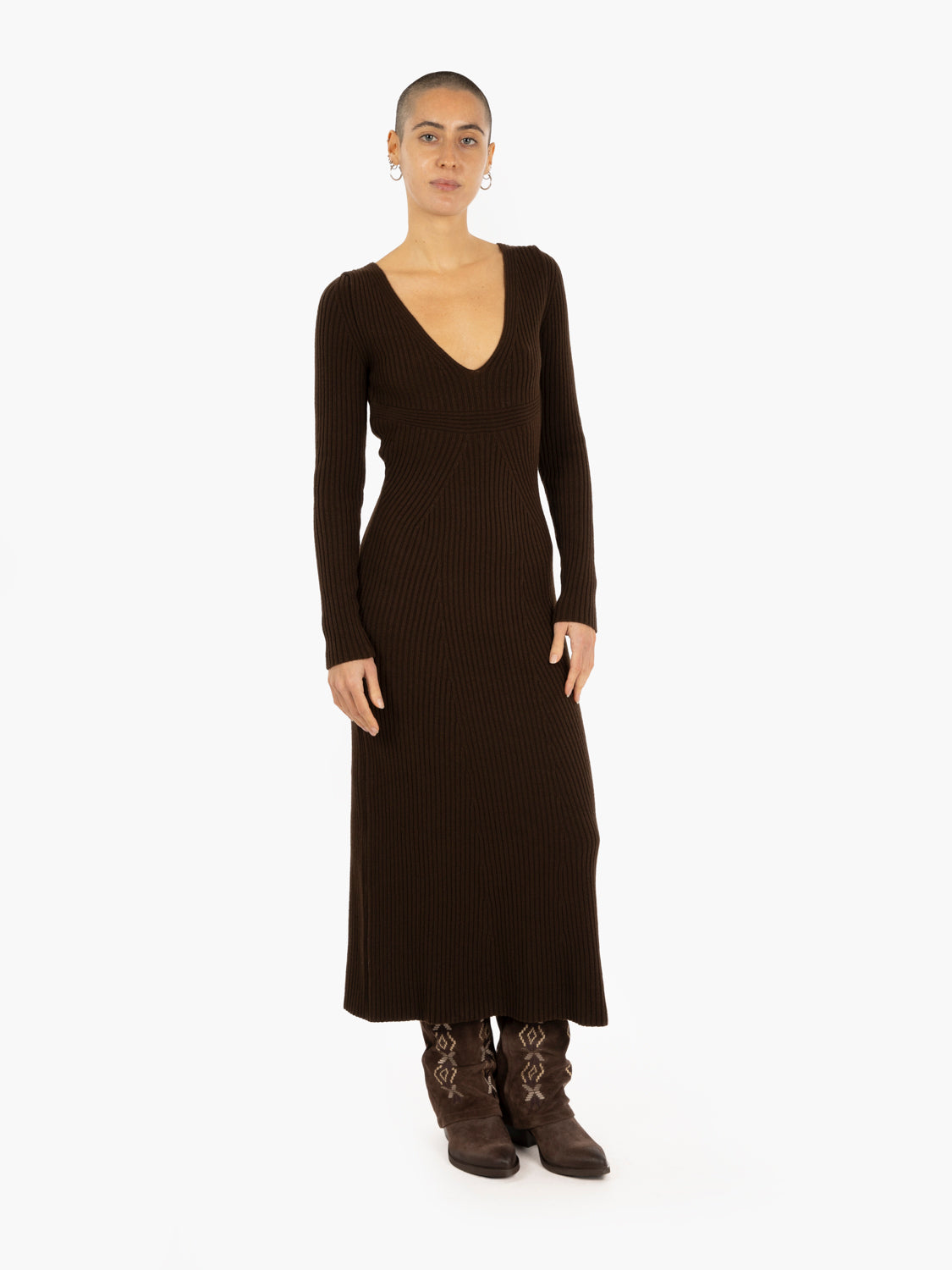 Vestito lungo con scollo a V moro