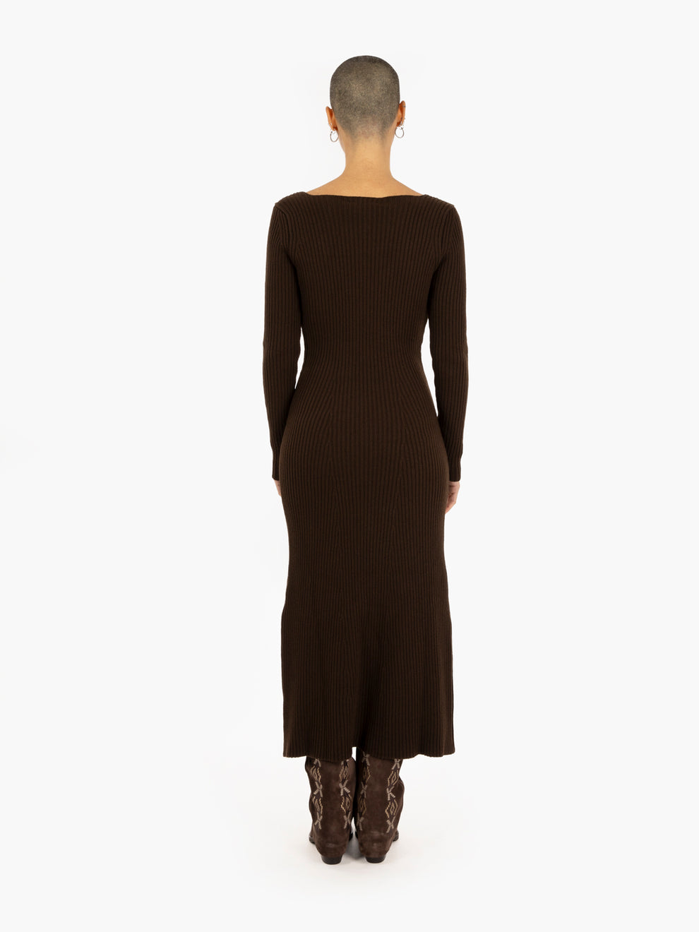 Vestito lungo con scollo a V moro