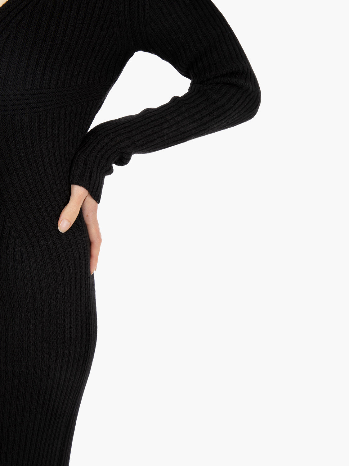 Vestito lungo con scollo a V nero