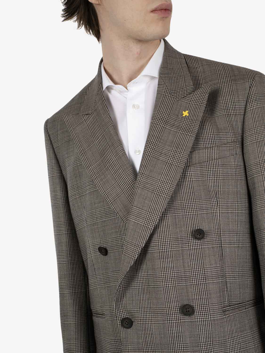 Over-sized double-breasted houndstooth dress