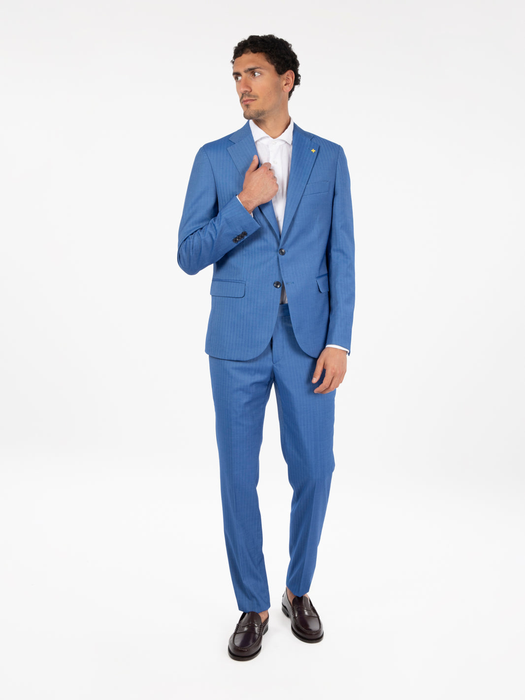 Abito gessato azzurro