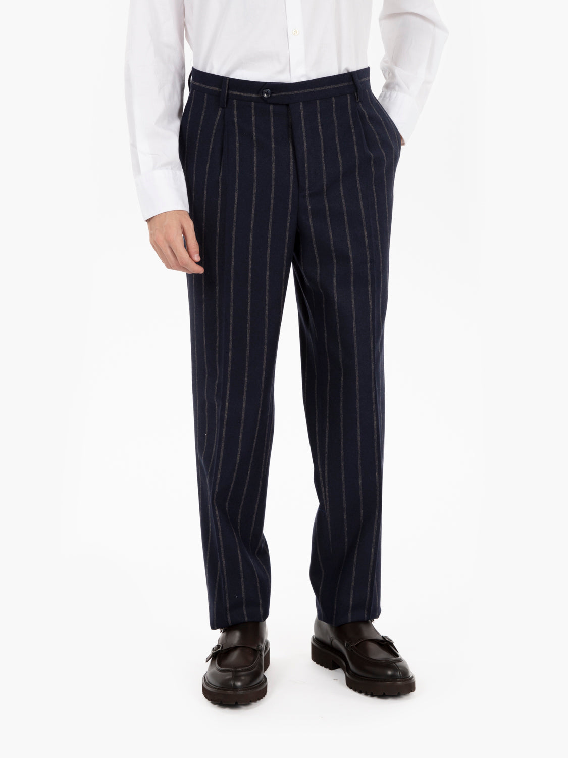 Blue Wool Blend Pinstripe Suit