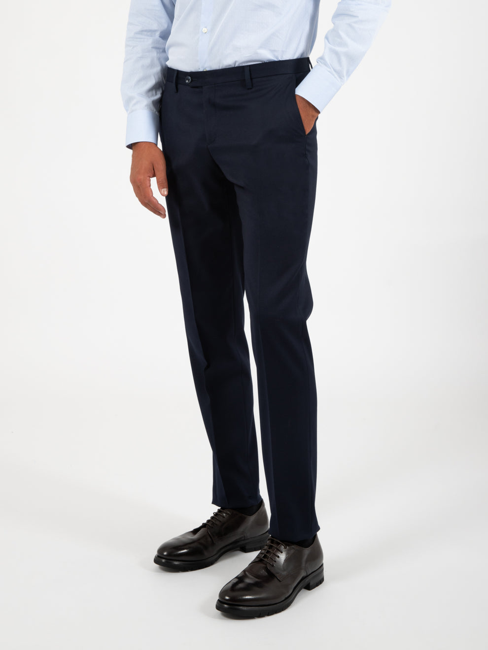 Abito giacca pantalone in lana blu