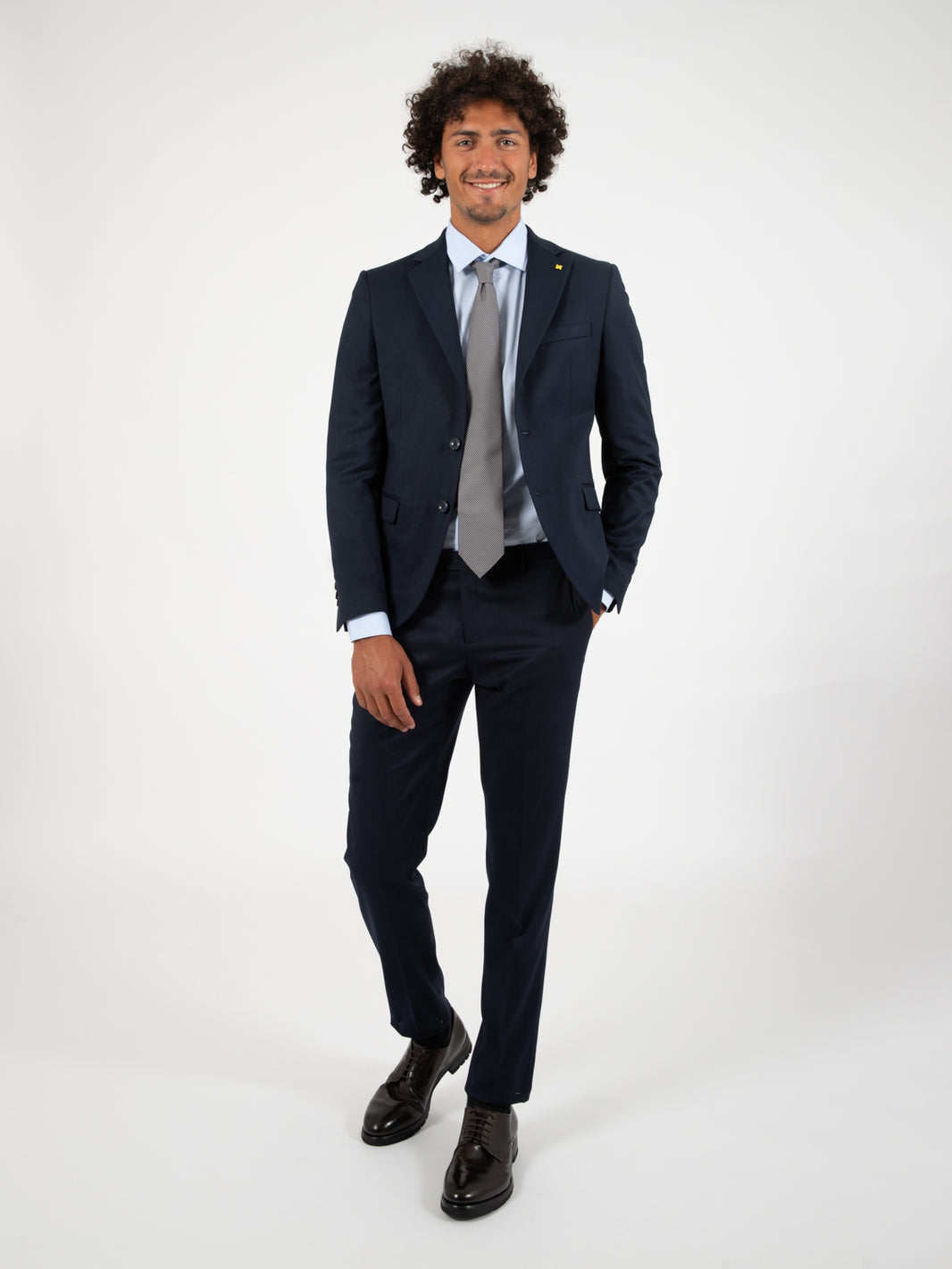 Abito giacca pantalone in lana blu