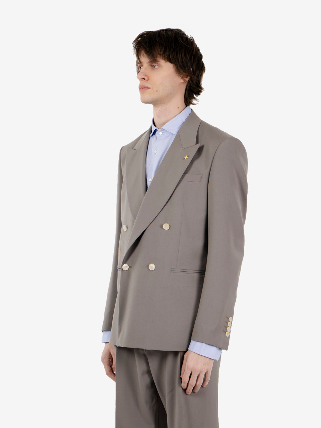 Abito over doppiopetto tortora