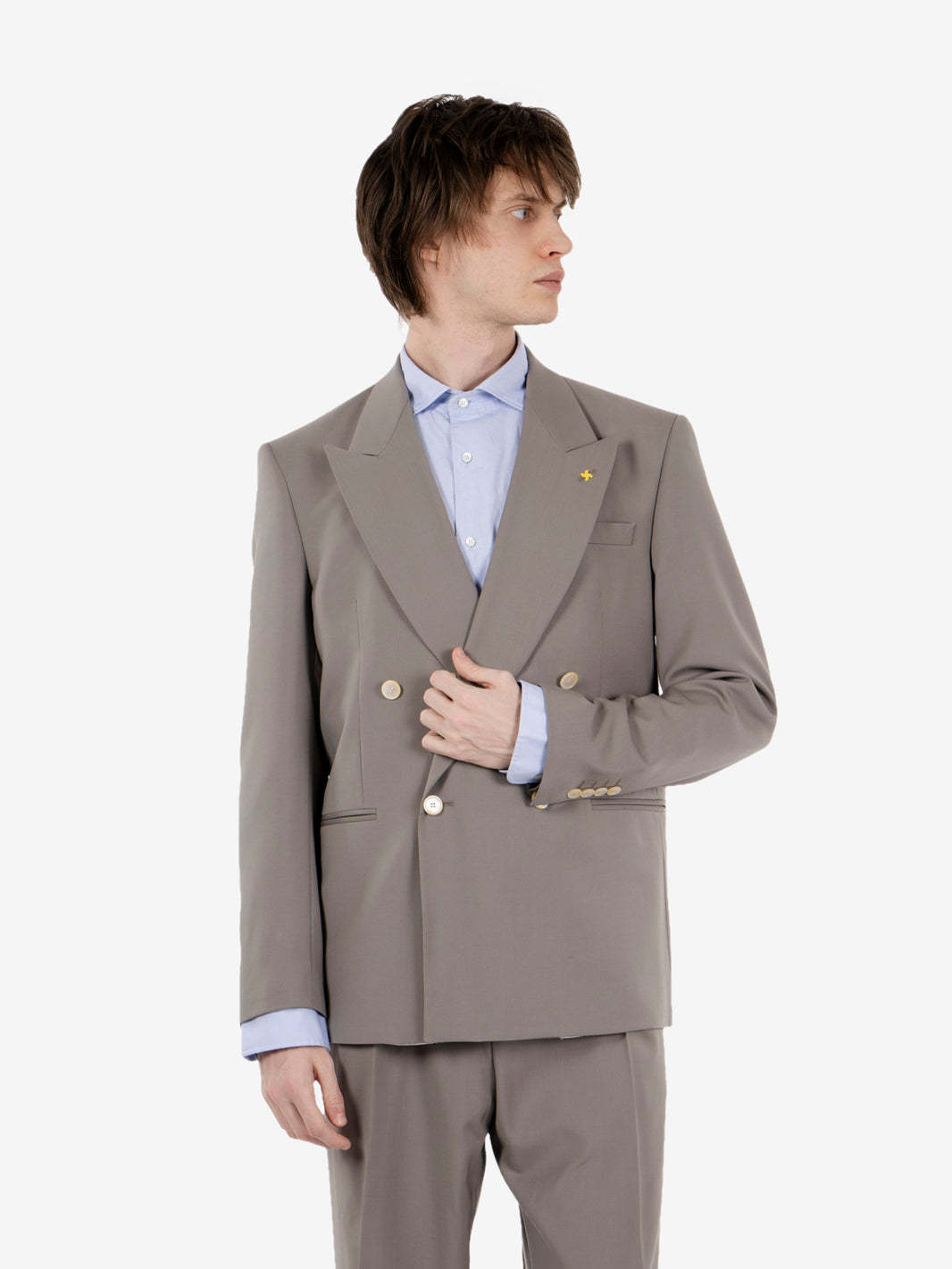 Abito over doppiopetto tortora