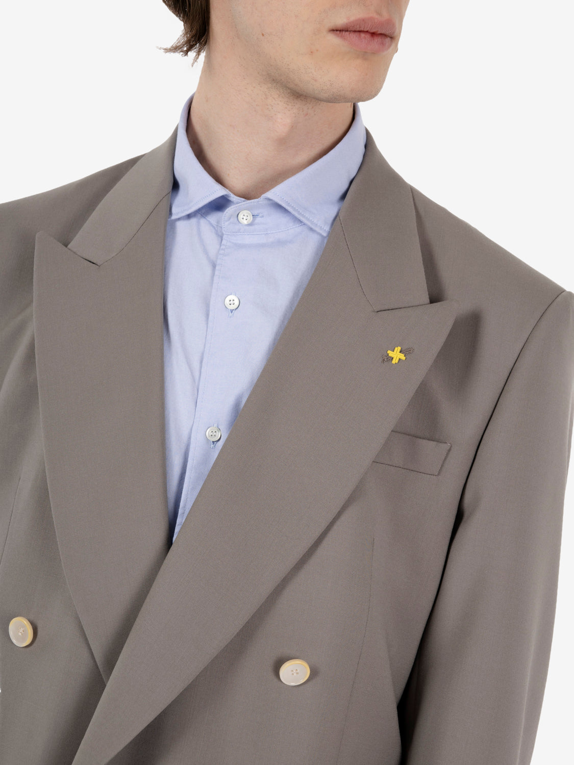 Abito over doppiopetto tortora