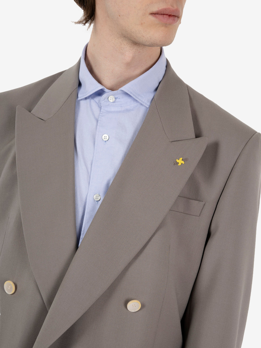 Abito over doppiopetto tortora