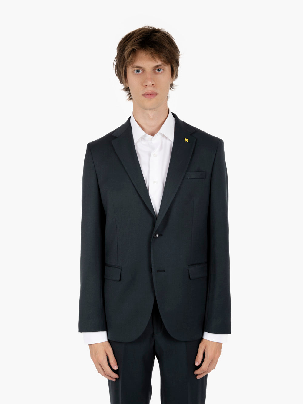 Abito slim in misto lana verde