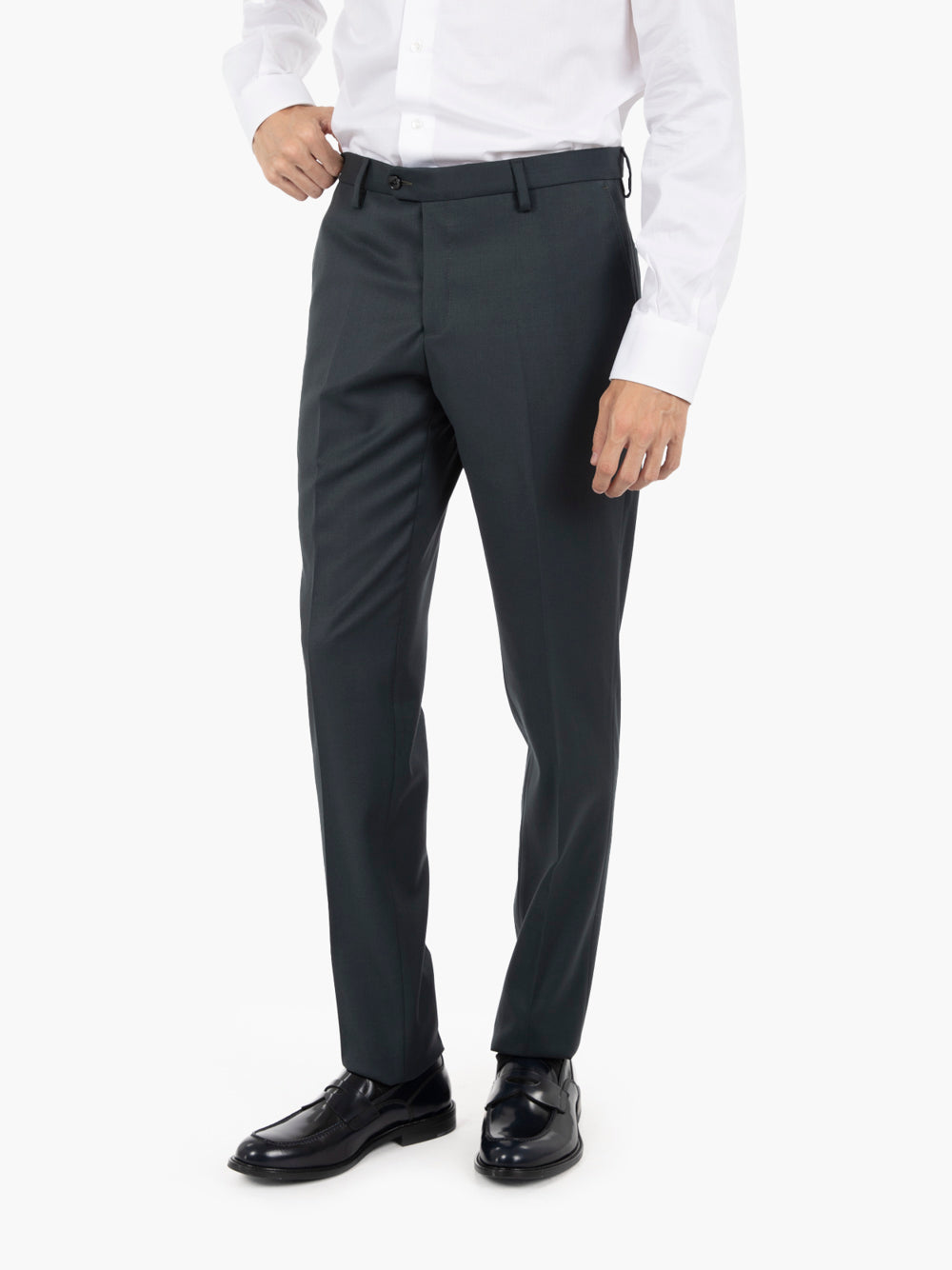 Abito slim in misto lana verde