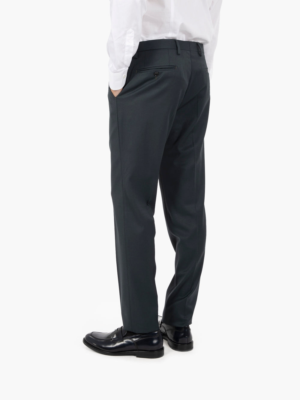 Abito slim in misto lana verde