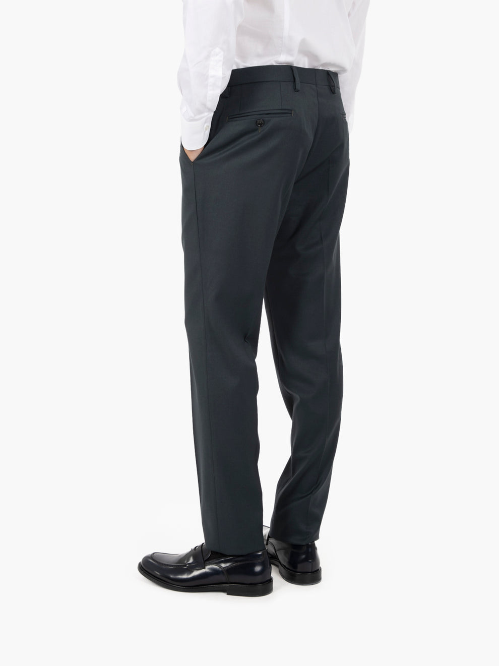 Abito slim in misto lana verde