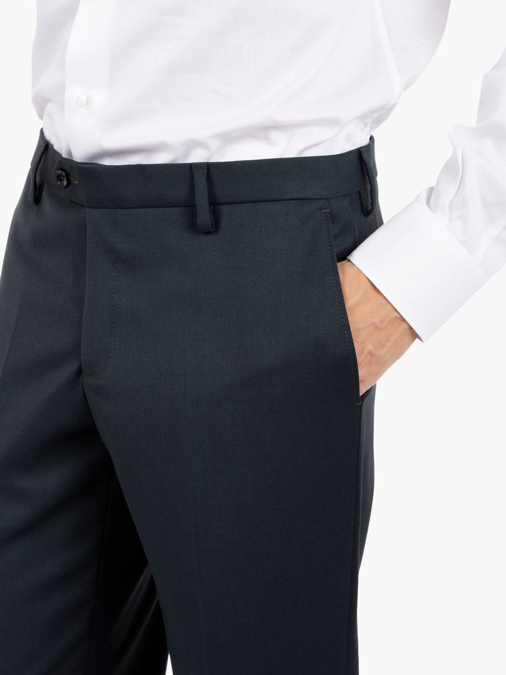 Abito slim in misto lana verde