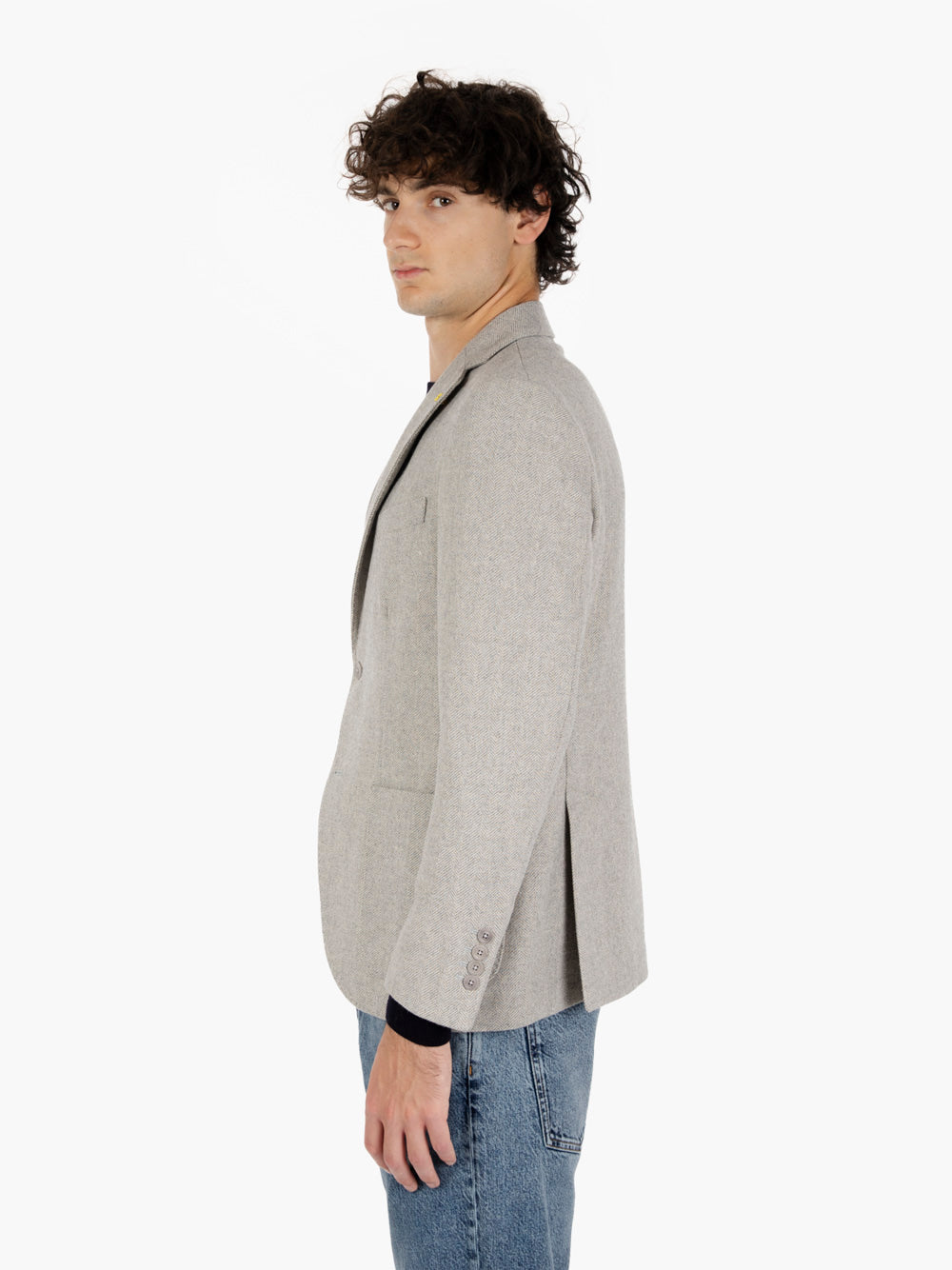 Blazer monopettp a spina di pesce grigio