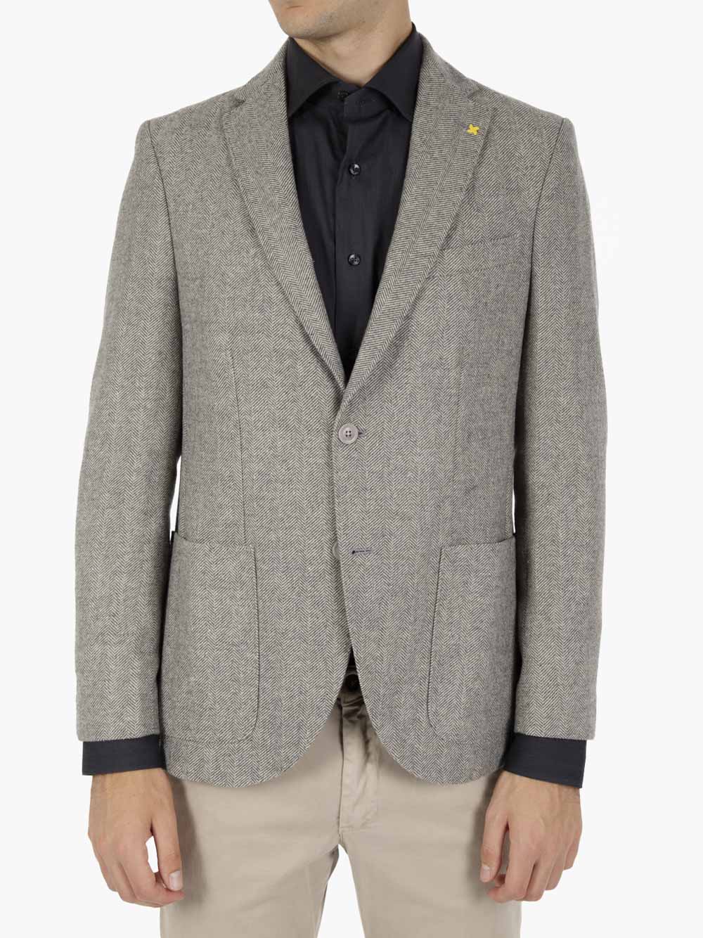Blazer a spina di pesce grigio