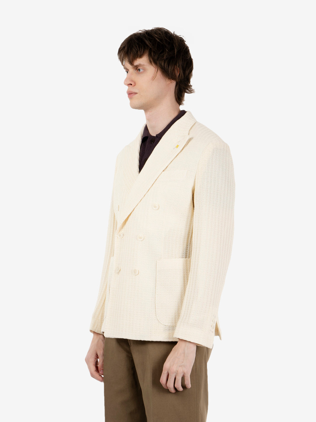 Blazer doopiopetto over bianco