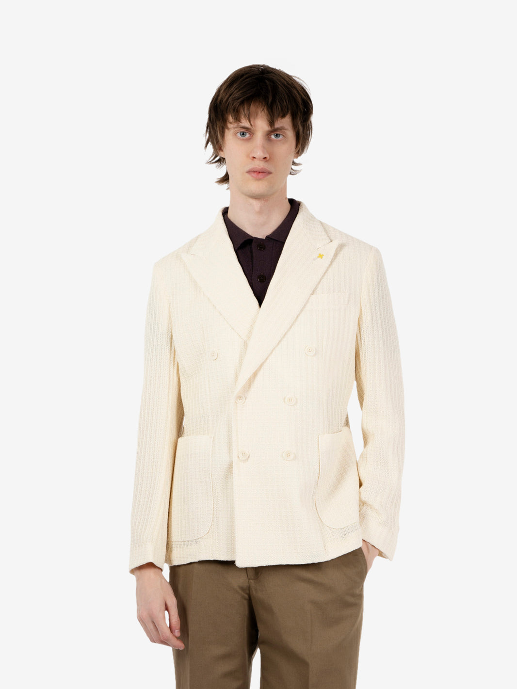 Blazer doopiopetto over bianco