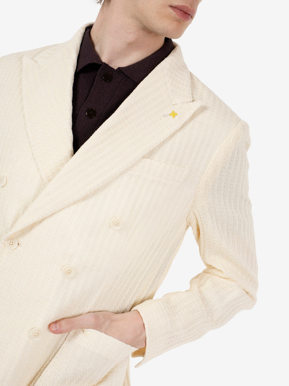 White oversized double-breasted blazer