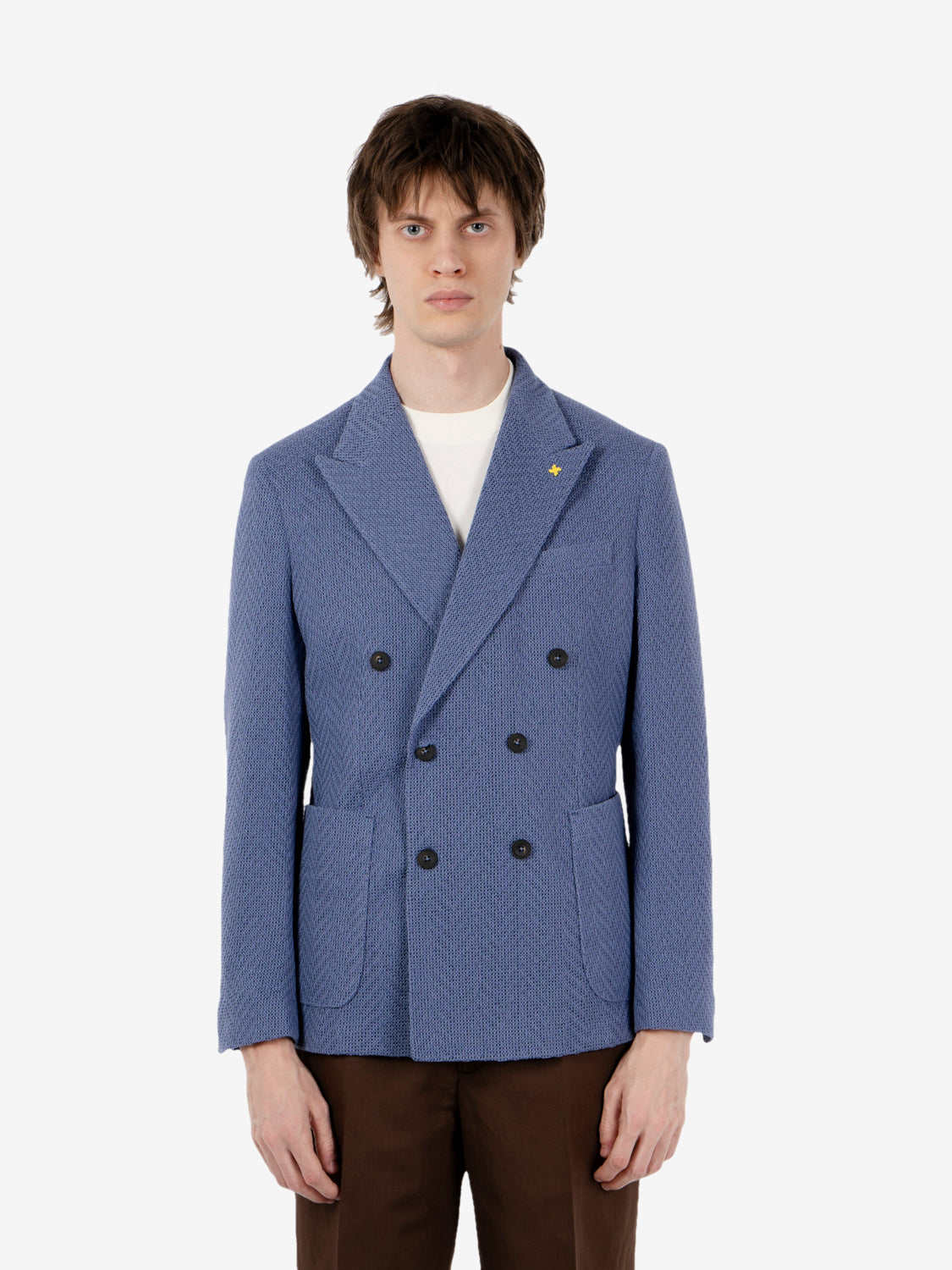 Oversized double-breasted blue blazer