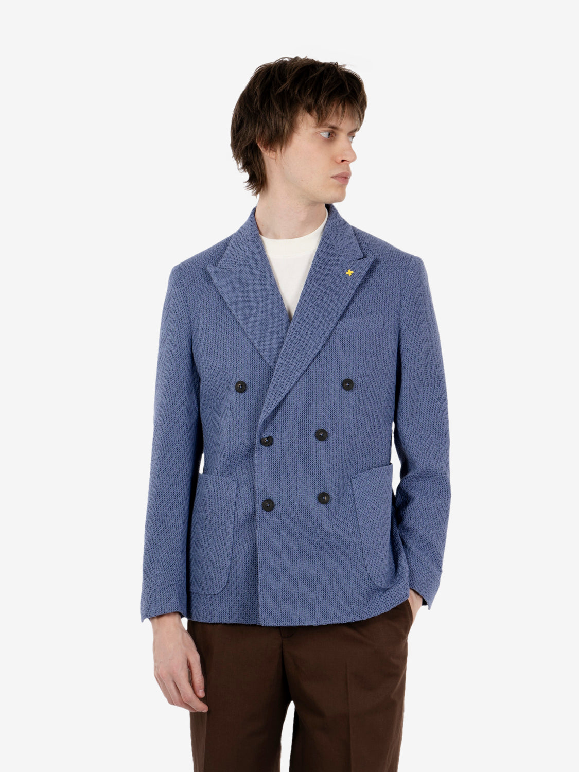 Oversized double-breasted blue blazer