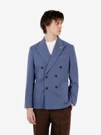 Oversized double-breasted blue blazer