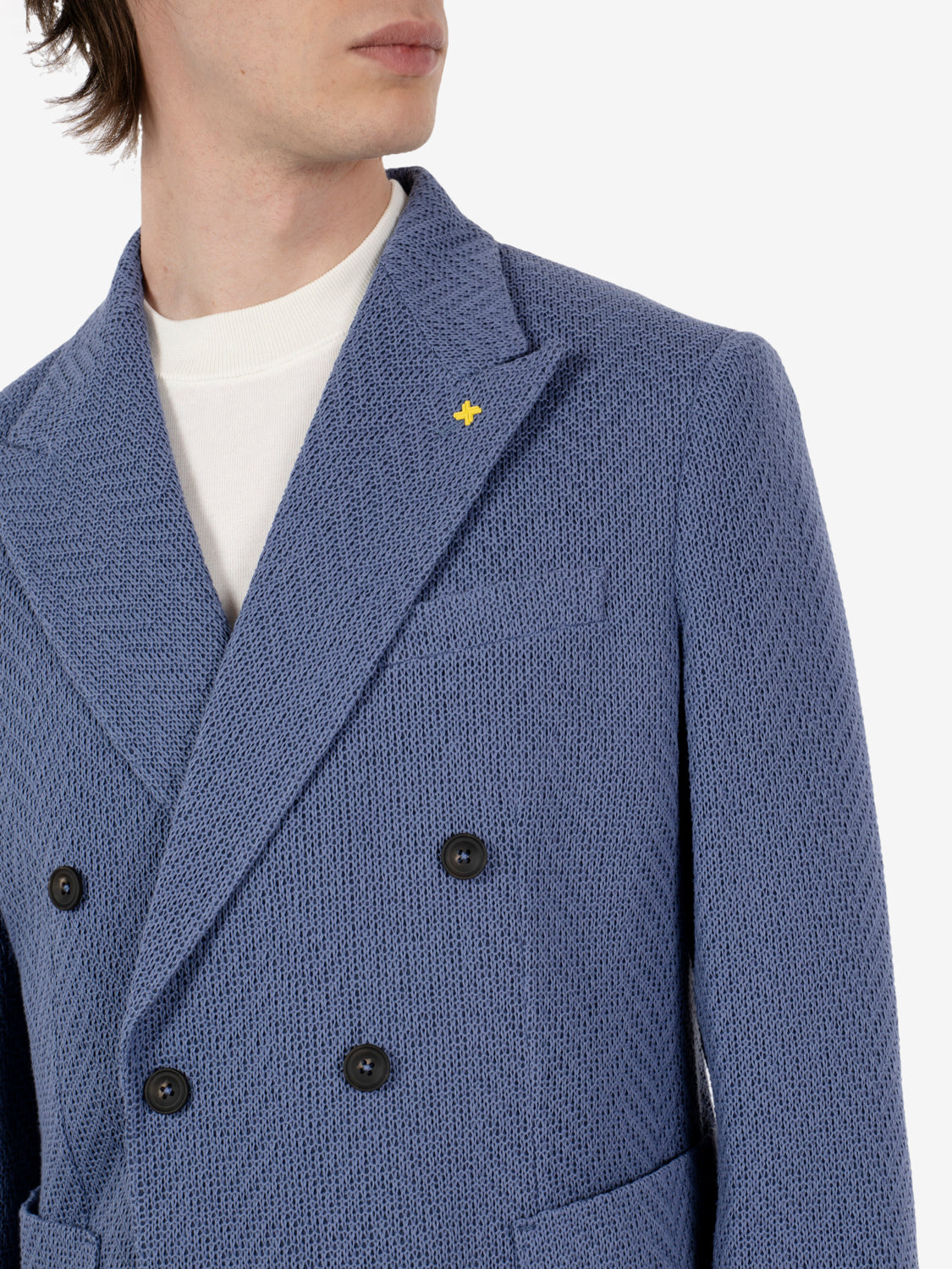 Oversized double-breasted blue blazer