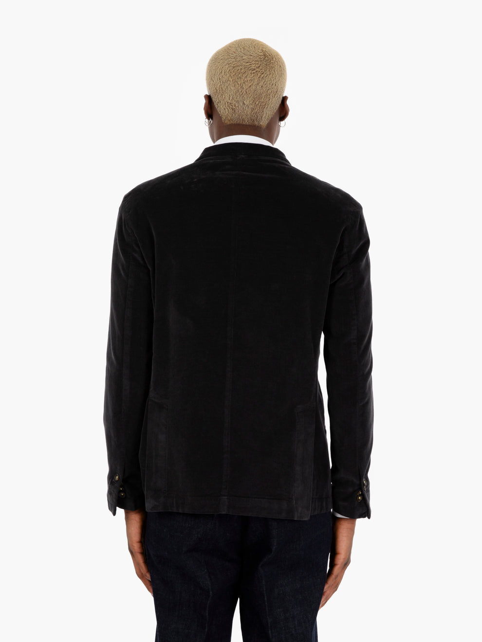 Blazer doppiopetto in velluto antracite