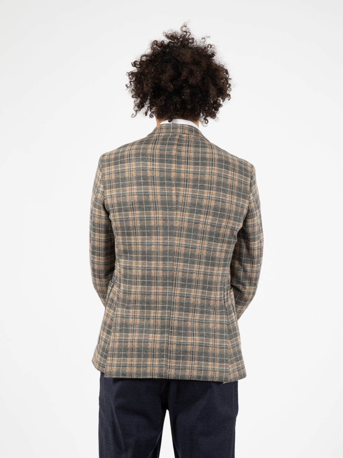 Blazer fantasia check grigio / bianco / senape