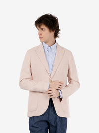 Blazer in lino monopetto rosa