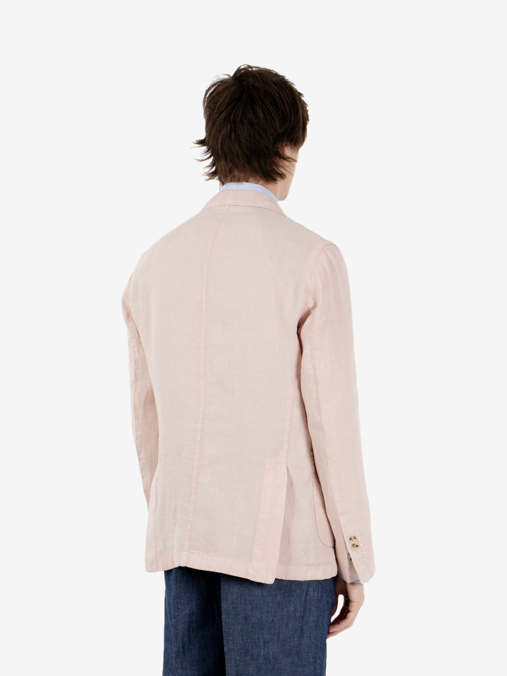 Blazer in lino monopetto rosa