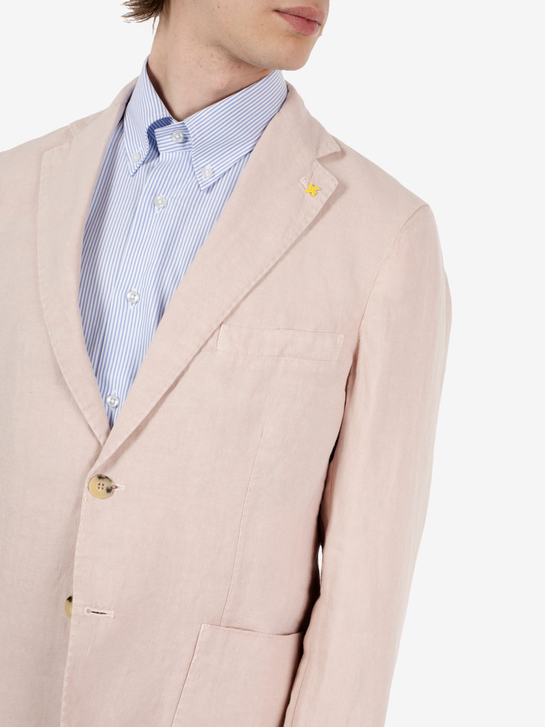 Blazer in lino monopetto rosa
