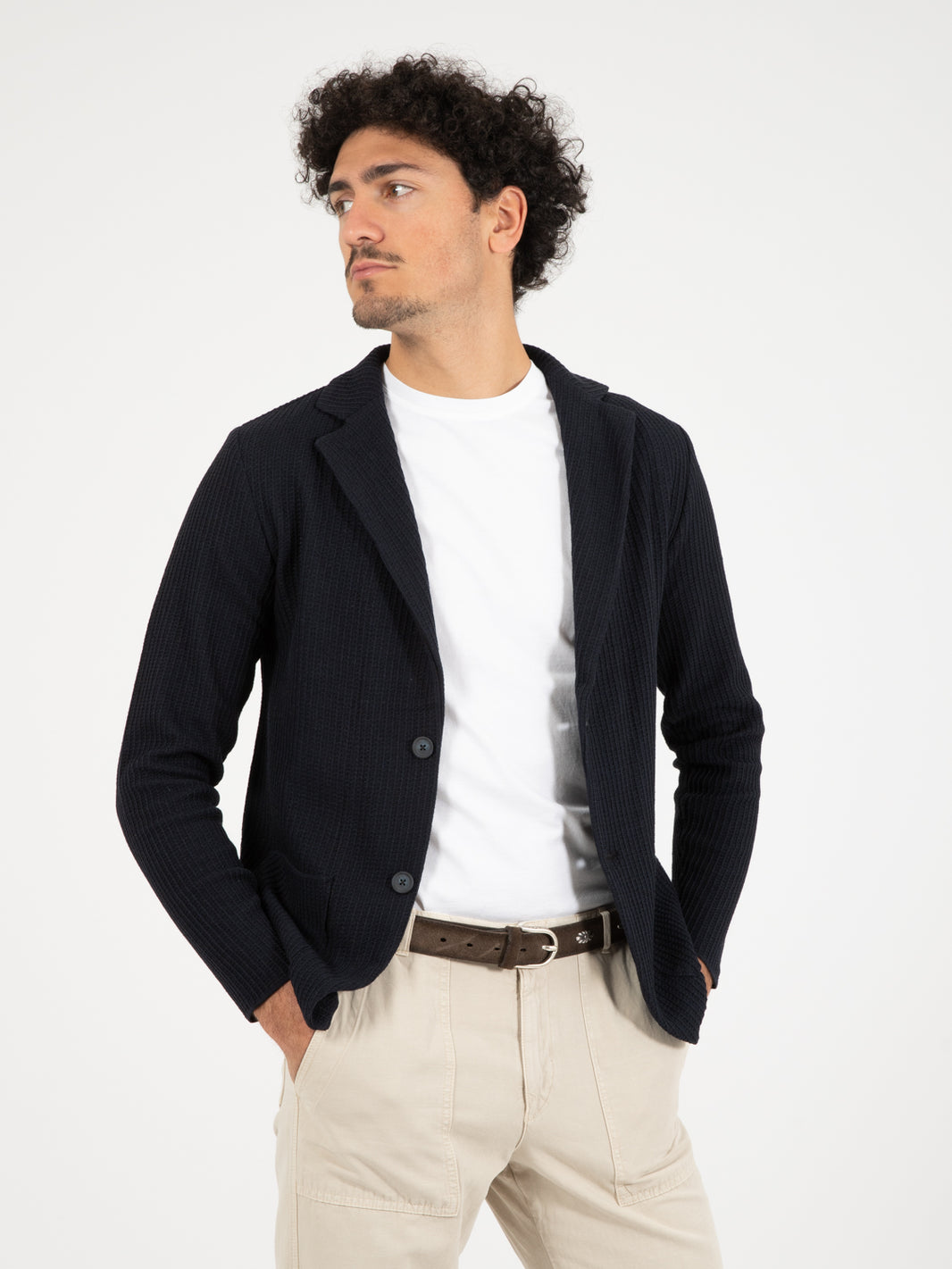 Blazer in maglia lavorata blu