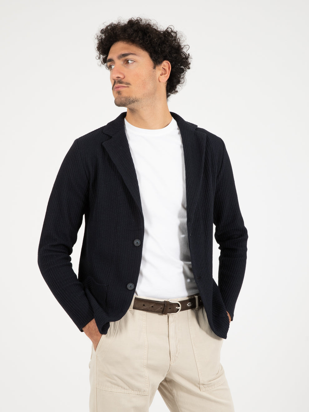 Blazer in maglia lavorata blu